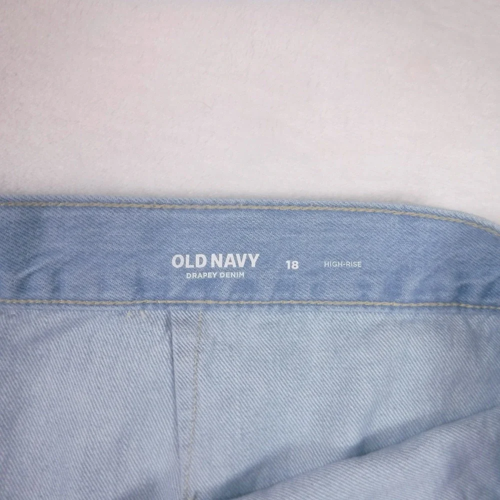 Old Navy Drapey Denim High-Rise‎ Midi Skirt Light Wash Blue Size 18 A Line